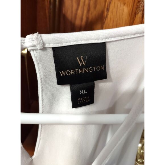 Worthington Woman's Classic Floral Ruffle Tiered Spagetti Strap Blouse - Picture 6 of 7